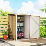 Casetta da Giardino Porta Attrezzi in Acciaio Galvanizzato con Porta a Battente, 100x104x160 cm, Marrone Chiaro - immagine 8