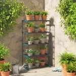Portapiante a 5 Livelli Aperti in Acciaio e Plastica, 67x49x138 cm, Verde Scuro - immagine 2