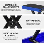Cavalletto Alzamoto Pieghevole e Antiscivolo in Acciaio e Gomma, 41.5x23.5x10-37 cm, Blu e Nero - immagine 6