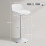 Set 2 Sgabelli da Bar con Schienale, Altezza Regolabile, Seduta Girevole in Pelle PU e Poggiapiedi, Bianco - immagine 3
