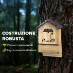 Set di 3 Casette per Pipistrelli in Legno di Abete, 21.5x11.5x34 cm, Legno Naturale - immagine 5