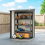 Casetta da Giardino Porta Attrezzi in Acciaio Galvanizzato con Porta, 100x104x160 cm, Grigio Scuro - immagine 7