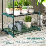 Portapiante a 5 Livelli Aperti in Acciaio e Plastica, 67x49x138 cm, Verde Scuro - immagine 5