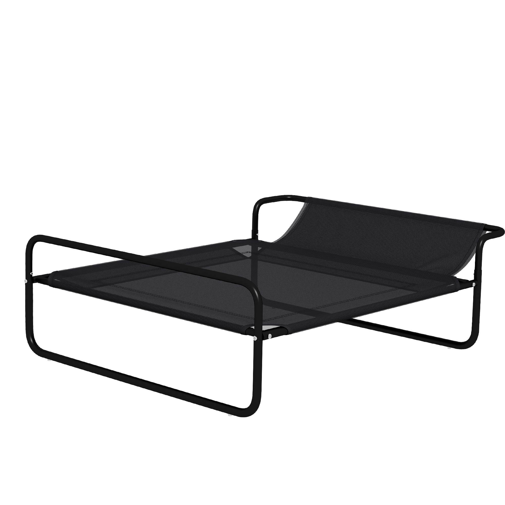Ueq16219d19b7b3e2.jpg Lettino per Cani Piccoli e Medi Rialzato con Poggiatesta da Esterno, 91x69x29 cm, Nero - immagine 1