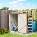 Casetta da Giardino Porta Attrezzi in Acciaio Galvanizzato con Porta a Battente, 100x104x160 cm, Marrone Chiaro - immagine 9