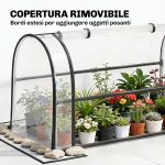 Letto per Orto Rialzato con Copertura Mini Serra e Foro di Drenaggio, 100x49x136 cm, Nero - immagine 5