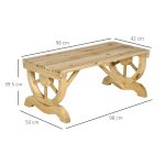 Panchina da Giardino 2 Posti a Doghe con Gambe a Ruota di Carro, in Legno, 98x50x39.5 cm, color Legno - immagine 3