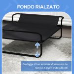Lettino per Cani Piccoli e Medi Rialzato con Poggiatesta da Esterno, 91x69x29 cm, Nero - immagine 7