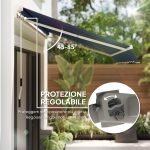 Tenda da Sole per Esterno a Bracci Avvolgibile con Apertura a Manovella, 360x250 cm, Grigio - immagine 4