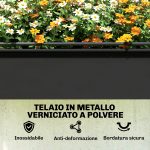 Letto per Orto Rialzato con Copertura Mini Serra e Foro di Drenaggio, 100x49x136 cm, Nero - immagine 9