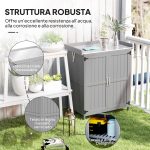 Armadietto da Esterno, Capanno Porta Attrezzi con Mensola, in Legno con 2 Ante per Giardino, Patio, Grigio - immagine 7