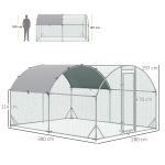 Recinto per Galline in Metallo Galvanizzato con Tetto e Copertura Anti UV, 280x380x197 cm, Argento - immagine 3