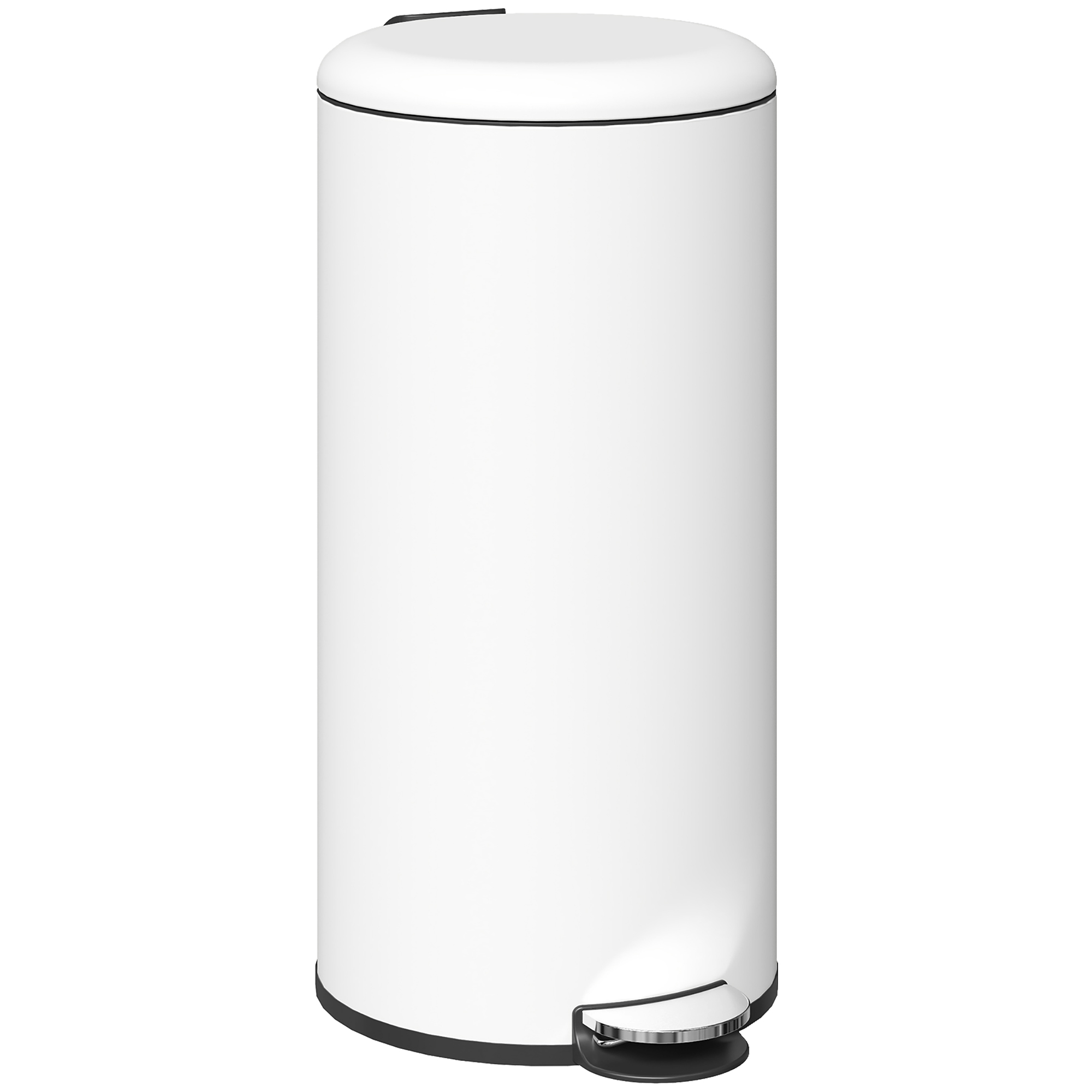 aOM7e719cf9abbfea.jpg Pattumiera a Pedale da 30L con Coperchio a Chiusura Morbida, in Metallo e PP, 36x30x63.5 cm, Bianco Crema - immagine 1