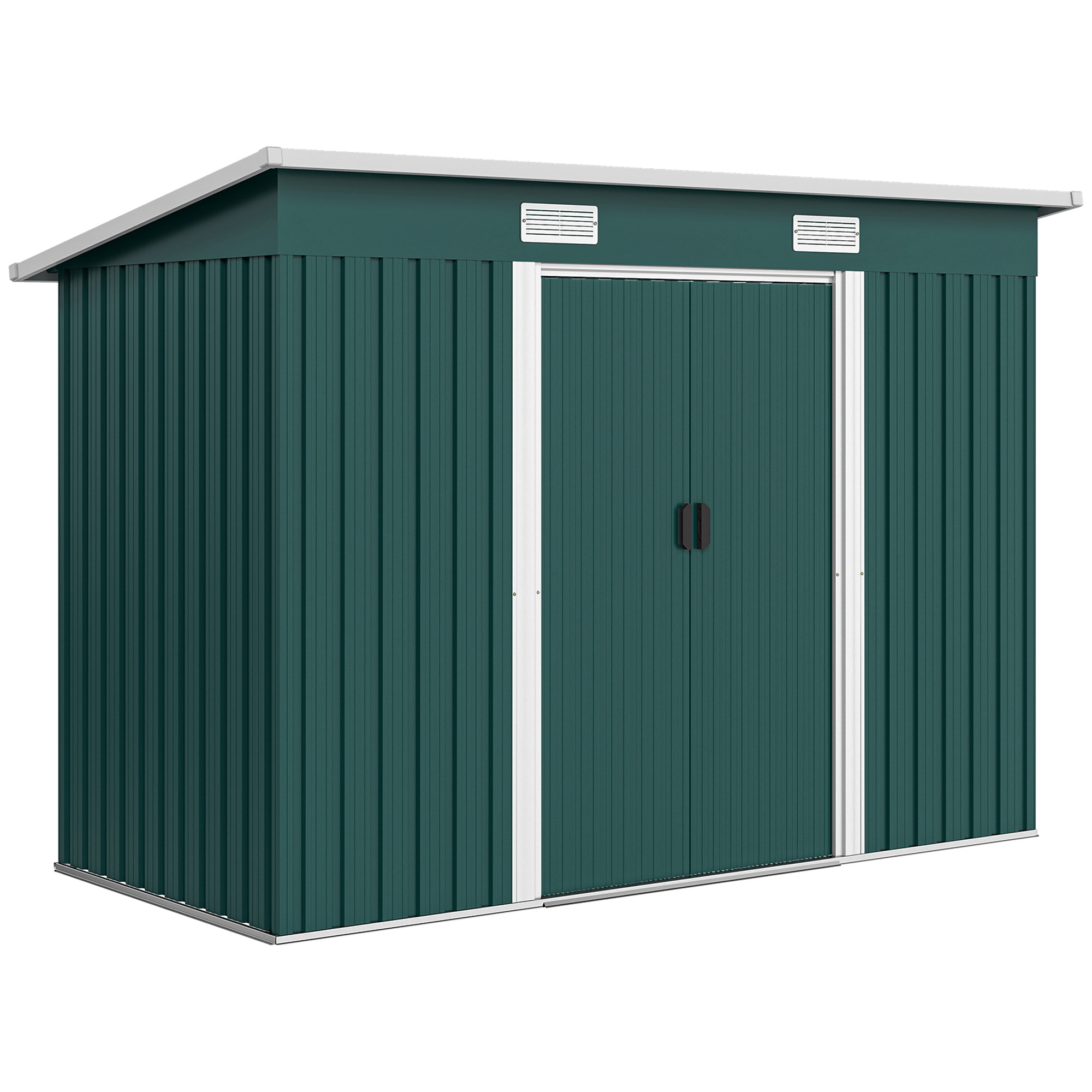 aqi71d19c050cf6fc.jpg Casetta da Giardino in Acciaio 272 x 134 cm con Porte Scorrevoli Doppie e 2 Prese d'Aria, Verde - immagine 1
