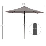 Ombrellone da Giardino Inclinabile Ø265 cm con 32 Luci LED Solari e Manovella, Grigio - immagine 3