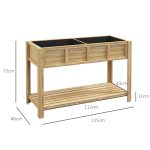 Fioriera Rialzata in Legno con Ripiano Inferiore, Divisorio, Fori di Drenaggio, 115x46x75 cm, Color Legno - immagine 3