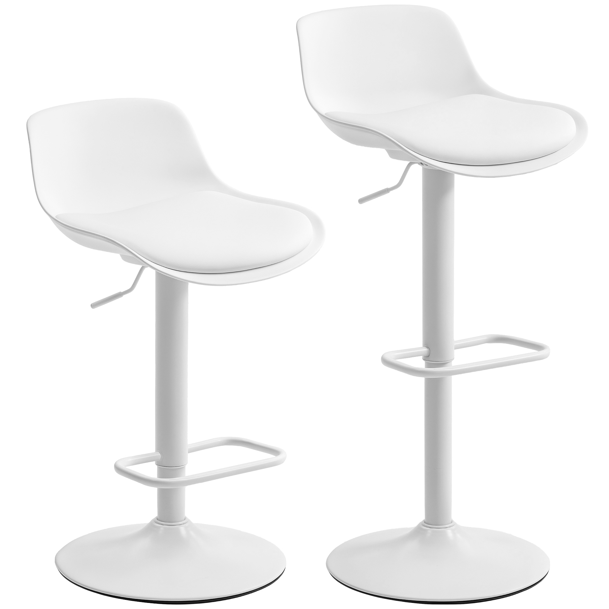 ctS4c119c4728a6ed.jpg Set 2 Sgabelli da Bar con Schienale, Altezza Regolabile, Seduta Girevole in Pelle PU e Poggiapiedi, Bianco - immagine 1