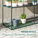 Portapiante a 3 Livelli Aperti in Acciaio e Plastica, 143x48x100 cm, Verde Scuro - immagine 5
