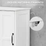 Mobile Colonna Bagno in Legno con Mensola Aperta, Cassetto e 2 Armadietti, 40x30x164 cm, Bianco - immagine 6