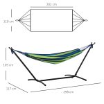 Amaca Autoportante con Supporto, Altezza Regolabile e Borsa di Trasporto, 298x117x105 cm, Verde - immagine 3