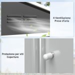 Casetta da Giardino 2.3x1.7 m in Acciaio con Prese d'Aria e Doppia Porta Scorrevole, Grigio Scuro - immagine 6