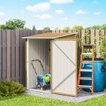 Casetta da Giardino Porta Attrezzi in Acciaio Galvanizzato con Porta a Battente, 100x104x160 cm, Giallo - immagine 9