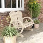 Panchina da Giardino in Legno Stile Country con Braccioli a Ruota, 108x66x95cm, Legno Naturale - immagine 8