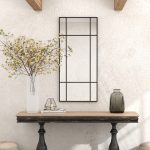Specchio da Parete Stile Finestra con Montaggio Verticale e Orizzontale, 110x50cm, Nero - immagine 8