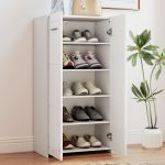 Scarpiera da Ingresso Moderna con 5 Ripiani Regolabili, 55x36x108 cm, Bianco - immagine 8