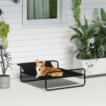 Lettino per Cani Piccoli e Medi Rialzato con Poggiatesta da Esterno, 91x69x29 cm, Nero - immagine 2