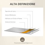 Specchio da Parete Stile Finestra con Montaggio Verticale e Orizzontale, 110x50cm, Nero - immagine 6