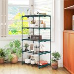 Portapiante a 5 Livelli Aperti in Acciaio e Plastica, 67x49x138 cm, Verde Scuro - immagine 8