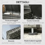Set da Esterno 6 Pezzi con 2 Tavolini Contenitore, 2 Divani e 2 Poltrone, in Rattan e Acciaio, Grigio - immagine 6