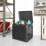 Baule da Giardino 121L in Plastica con Maniglie e Impermeabile, 56x45x53 cm, Nero - immagine 8