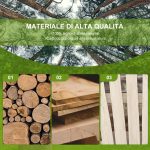 Panchina da Giardino in Legno Stile Country con Braccioli a Ruota, 108x66x95cm, Legno Naturale - immagine 5
