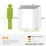 Casetta da Giardino Porta Attrezzi in Acciaio Galvanizzato con Porta a Battente, 100x104x160 cm, Giallo - immagine 3