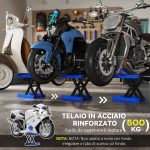 Cavalletto Alzamoto Pieghevole e Antiscivolo in Acciaio e Gomma, 41.5x23.5x10-37 cm, Blu e Nero - immagine 4