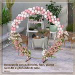 Arco da Giardino in Acciaio, Archetto Nuziale Rotondo per Palloncini e Piante Rampicanti per Cerimonie, Compleanni ed Eventi, 222x60x224 cm, Oro - immagine 4