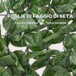 Siepe Artificiale Arrotolabile e Impermeabile, in Seta e PE, 300x100 cm, Verde Scuro - immagine 4