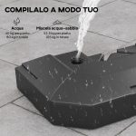 Set 2 Pesi Base per Ombrellone a Sbalzo in HDPE, Riempibili fino a 105 kg, 101x101x12cm, Nero - immagine 5