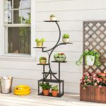 Portapiante a 8 Livelli con Design a S per Interni ed Esterni, in Metallo, 74x26x158.5 cm, Nero - immagine 2