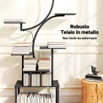 Portapiante a 8 Livelli con Design a S per Interni ed Esterni, in Metallo, 74x26x158.5 cm, Nero - immagine 6