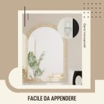 Specchio da Parete ad Arco con Bordo Scanalato e Ganci, in Vetro e Polistirene, 60x2x90 cm, Beige - immagine 5