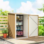Casetta da Giardino Porta Attrezzi in Acciaio Galvanizzato con Porta a Battente, 100x104x160 cm, Giallo - immagine 8