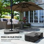 Set 2 Pesi Base per Ombrellone a Sbalzo in HDPE, Riempibili fino a 105 kg, 101x101x12cm, Nero - immagine 4