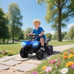 Quad Elettrico per Bambini ATV con Batteria Ricaricabile 6V, Fari LED e Musica, Età 3-6 Anni, Blu - immagine 2