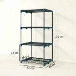 Portapiante a 4 Livelli Aperti in Acciaio e Plastica, 67x49x105 cm, Verde Scuro - immagine 3