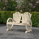 Panchina da Giardino in Legno Stile Country con Braccioli a Ruota, 108x66x95cm, Legno Naturale - immagine 2