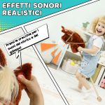 Cavallo con Bastone e Suoni Realistici per Bambini 24+ Mesi, in Poliestere e Legno, 95x25x27 cm, Marrone - immagine 4