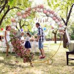 Arco da Giardino in Acciaio, Archetto Nuziale Rotondo per Palloncini e Piante Rampicanti per Cerimonie, Compleanni ed Eventi, 222x60x224 cm, Oro - immagine 2